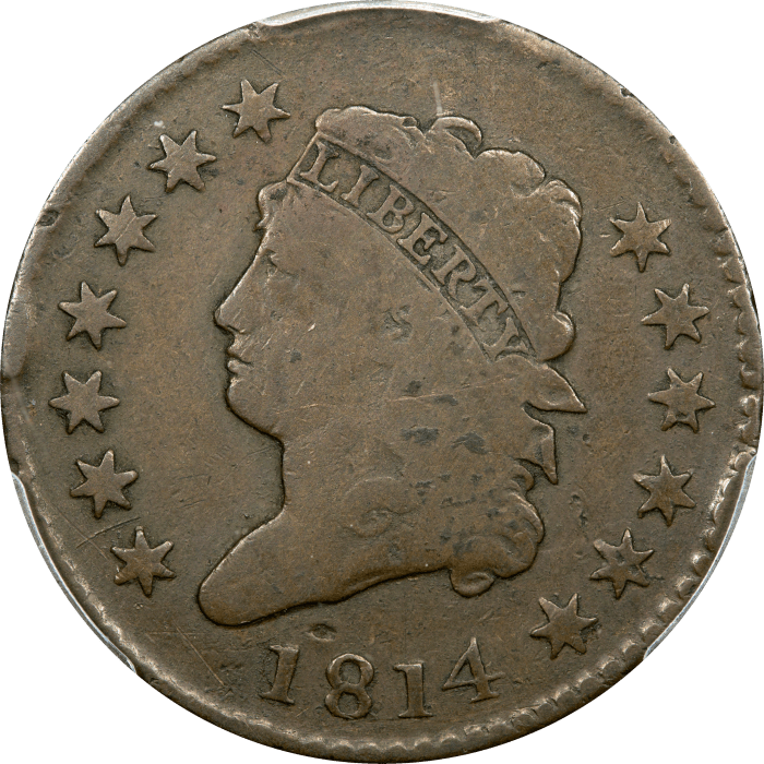 1814 Classic Head Large Cent (1c) Plain 4 Obverse Image