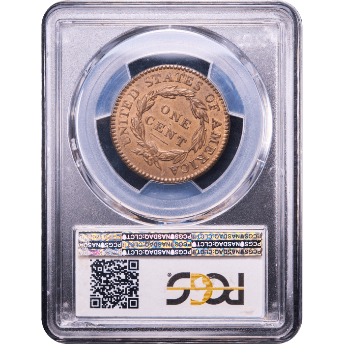 1816 Coronet Large Cent (1c) Newcomb 2 Reverse Slab Image