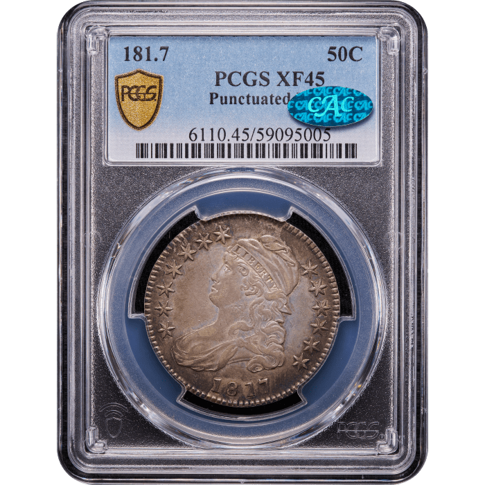 1817 Capped Bust Half Dollar (50c) 181.7 Punctuated Date SLAB Image