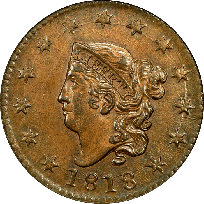 1818 Coronet Large Cent (1c) OBVERSE Image