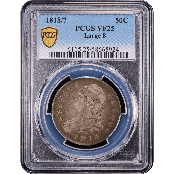1818/7 Capped Bust Half Dollar (50c) Large 8 Obverse Slab Image