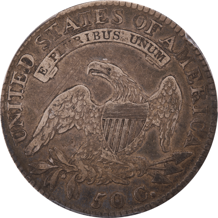 1818/7 Capped Bust Half Dollar (50c) Large 8 Reverse Image