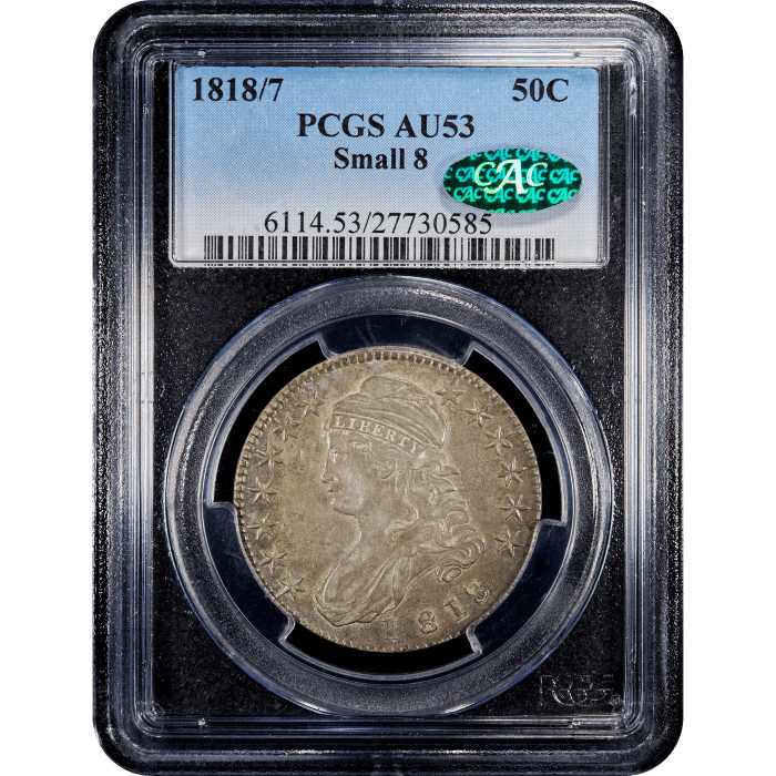 1818/7 Capped Bust Half Dollar (50c) Small 8 Obverse Slab Image