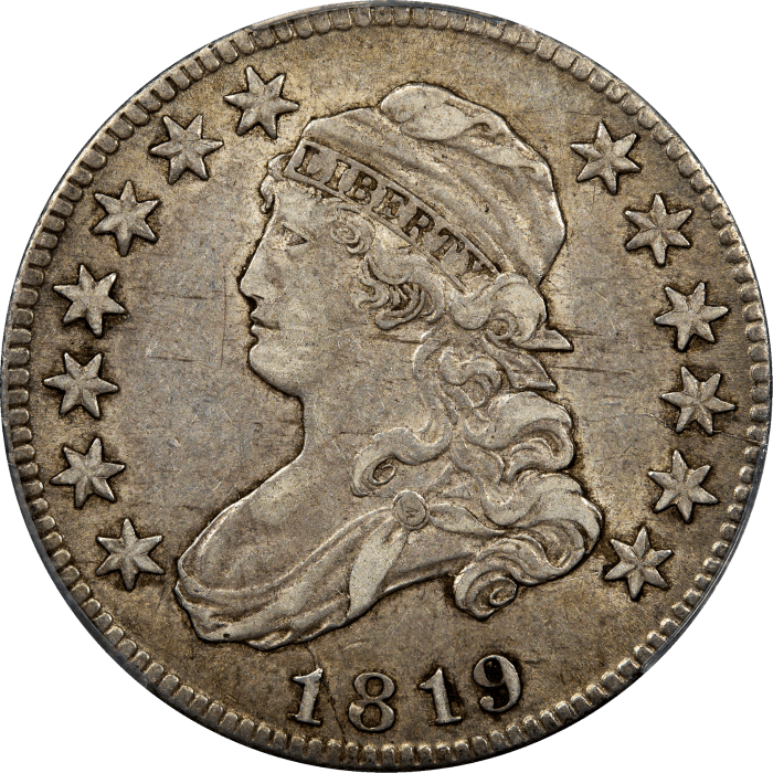 1819 Capped Bust Quarter (25c) Small 9 Obverse Image