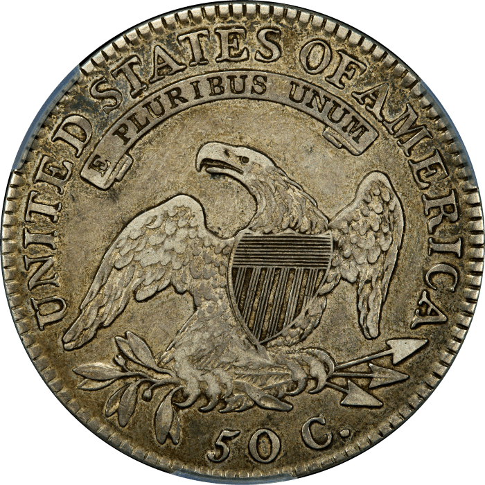 1819/8 Capped Bust Half Dollar (50c) O-102 Large 9 REVERSE Image
