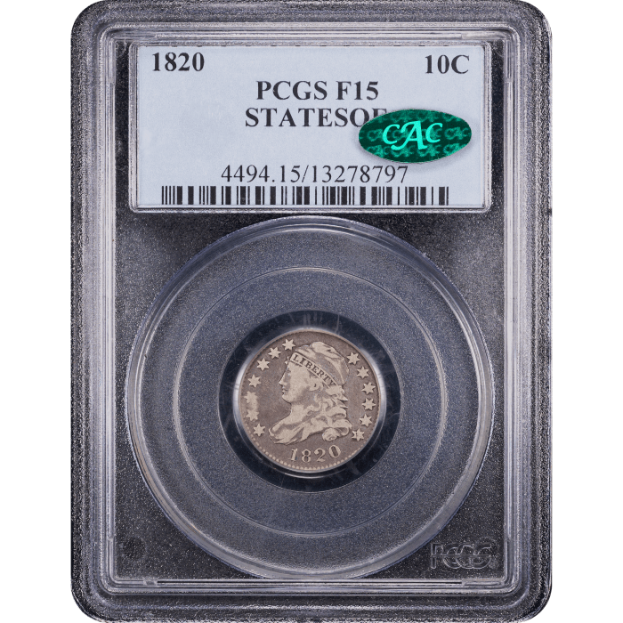 1820 Capped Bust Dime (10c) STATESOF Obverse Slab Image