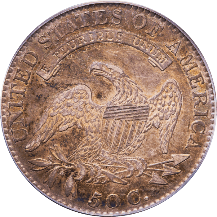 1820 Capped Bust Half Dollar (50c) O-105 Sq 2 Lg Date Knob 2 REVERSE Image