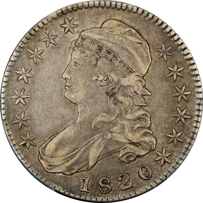 1820 Capped Bust Half Dollar (50c) Sq. 1, Lg. Date, Knob 2 OBVERSE Image