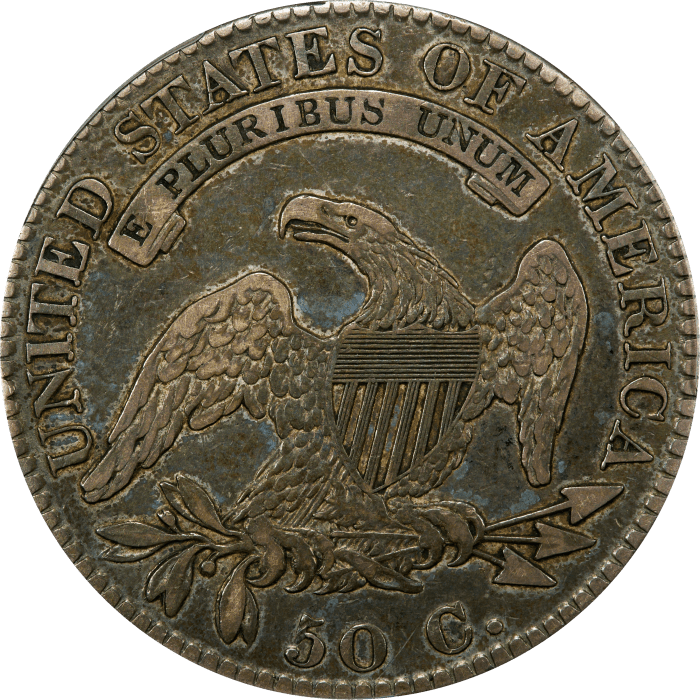 1820 Capped Bust Half Dollar (50c) Sq. 2, Lg Date, No Knob REVERSE Image