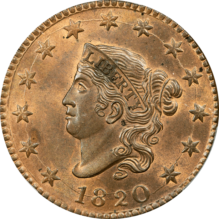 1820 Coronet Large Cent (1c) Large Date Obverse Image