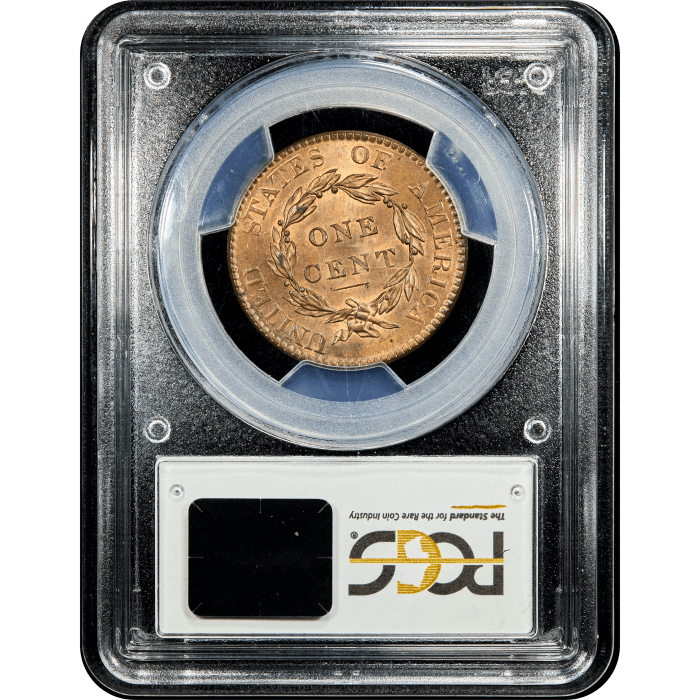 1820 Coronet Large Cent (1c) Large Date Reverse Slab Image