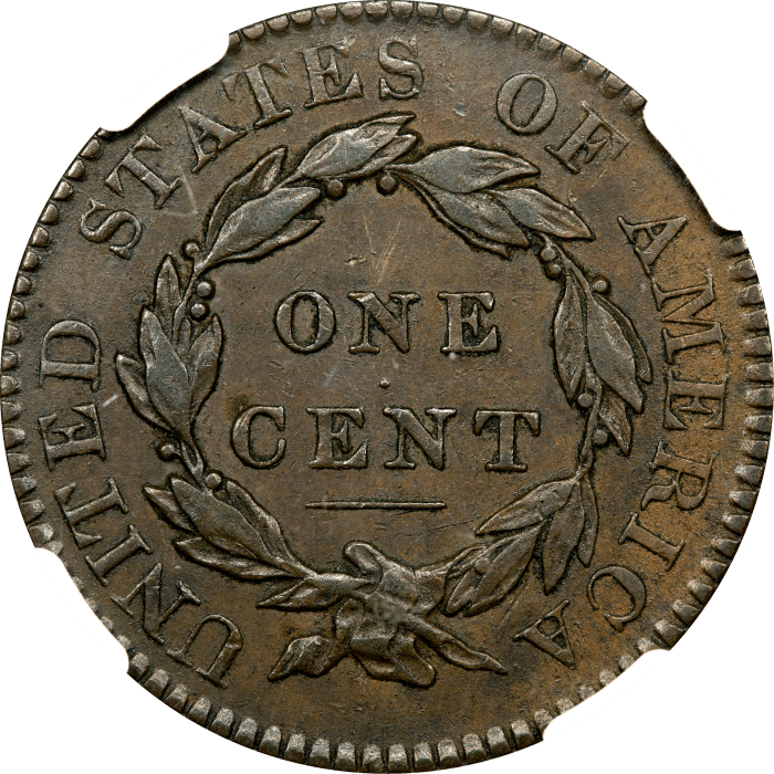 1820/19 Coronet Large Cent (1c) REVERSE Image
