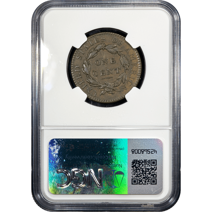 1820/19 Coronet Large Cent (1c) Reverse Slab Image