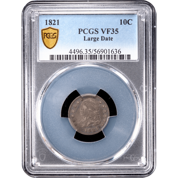 1821 Capped Bust Dime (10c) Large Date Obverse Slab Image