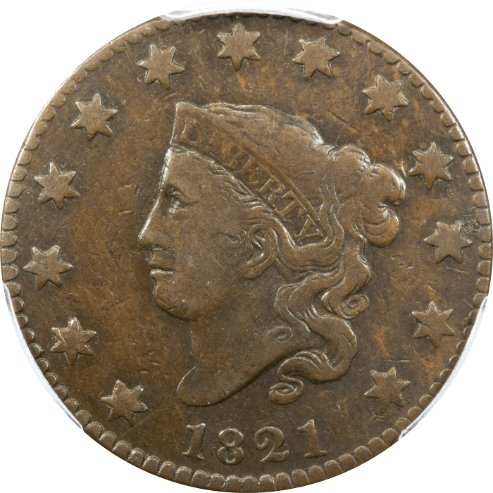 1821 Coronet Large Cent (1c) Obverse Image