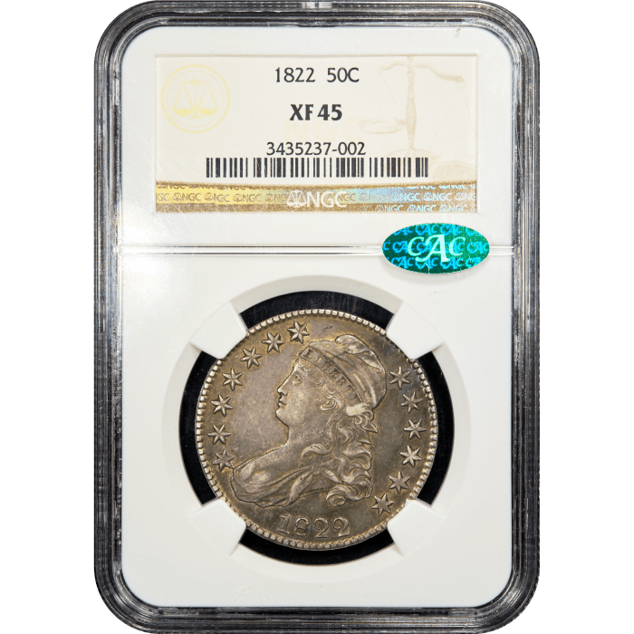 1822 Capped Bust Half Dollar (50c) Obverse Slab Image