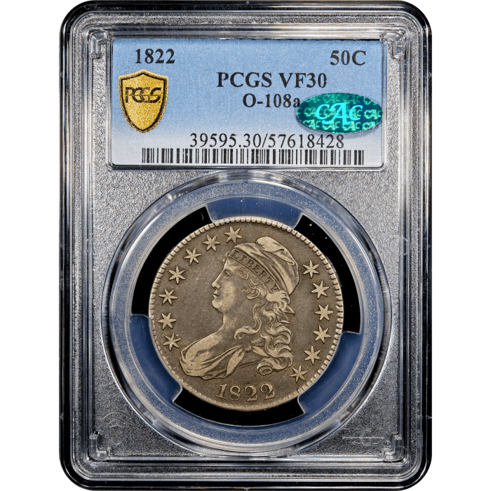 1822 Capped Bust Half Dollar (50c) Overton 108a SLAB Image