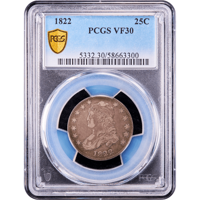 1822 Capped Bust Quarter (25c) Obverse Slab Image