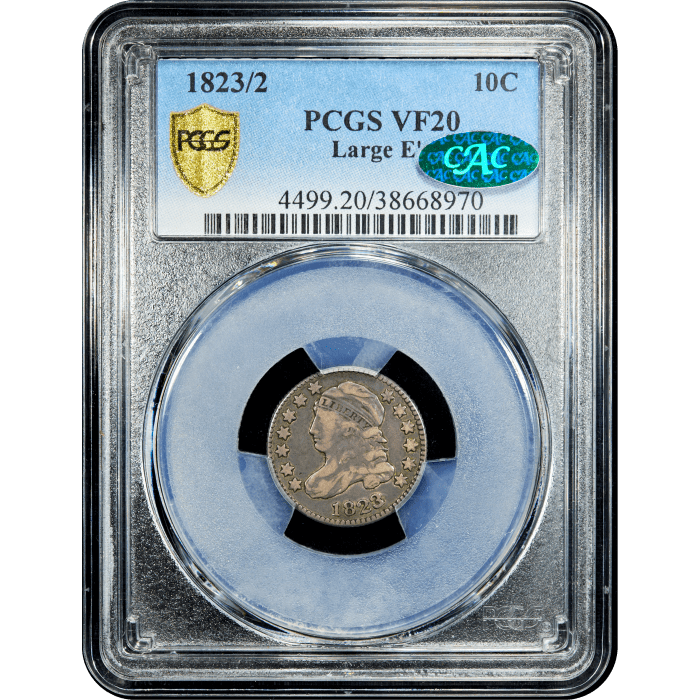 1823/2 Capped Bust Dime (10c) Large Es Obverse Slab Image