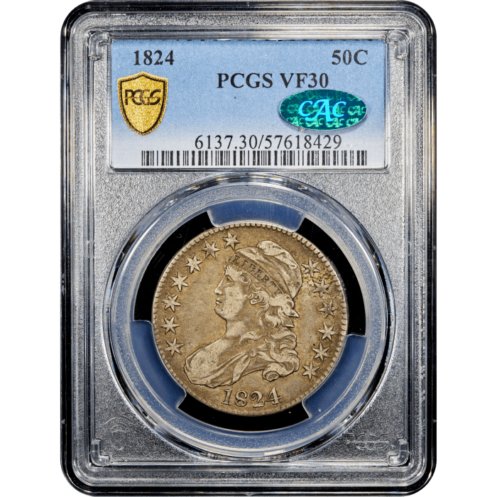 1824 Capped Bust Half Dollar (50c) Obverse Slab Image