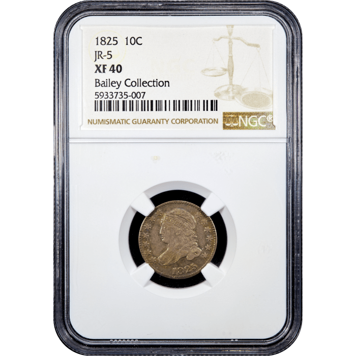 1825 Capped Bust Dime (10c) JR-5 Obverse Slab Image