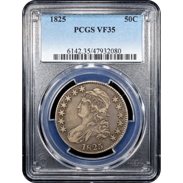 1825 Capped Bust Half Dollar (50c) Obverse Slab Image