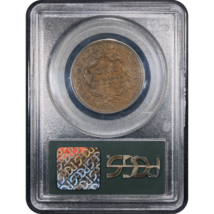 1826 Coronet Large Cent (1c) N-7 OGH Reverse Slab Image