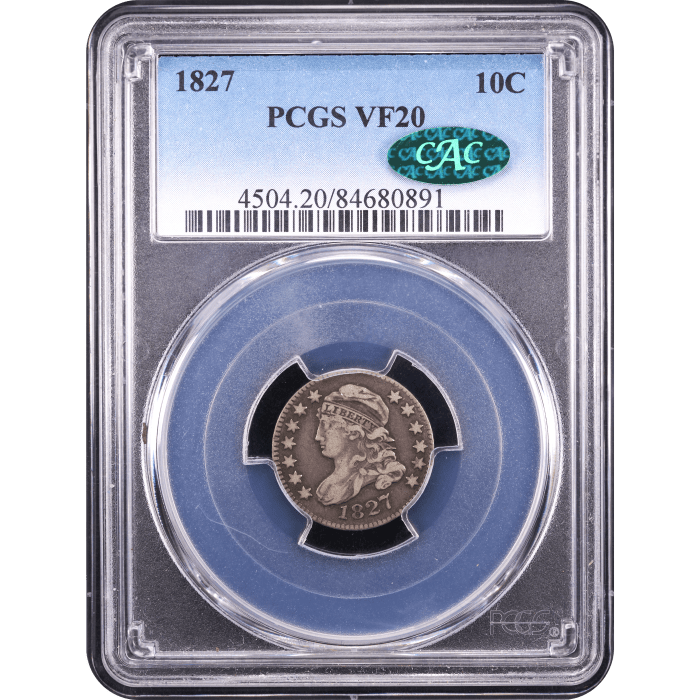 1827 Capped Bust Dime (10c) Obverse Slab Image