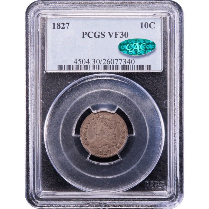 1827 Capped Bust Dime (10c) Obverse Slab Image