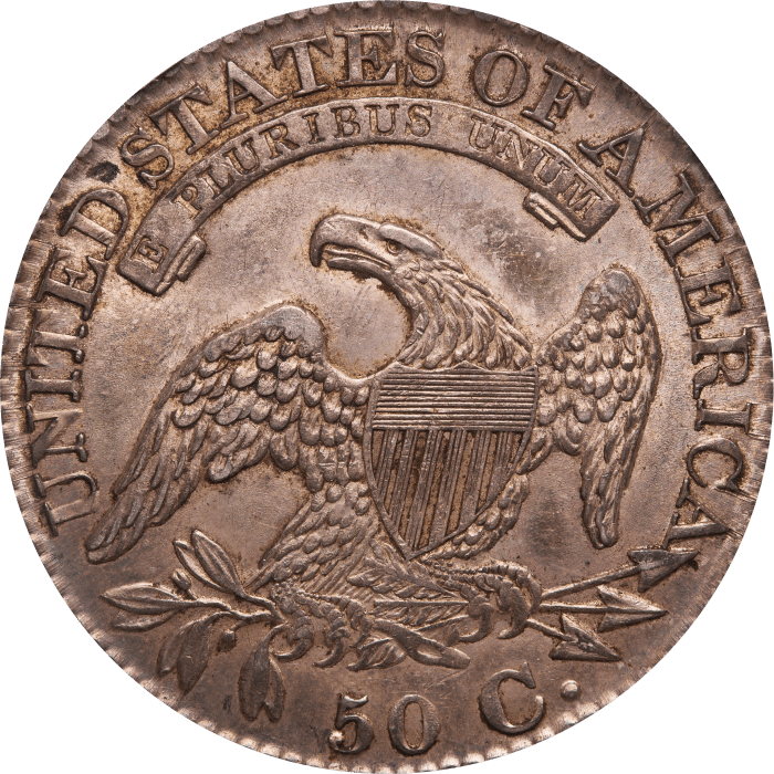 1827 Capped Bust Half Dollar (50c) Curl Base 2 Reverse Image