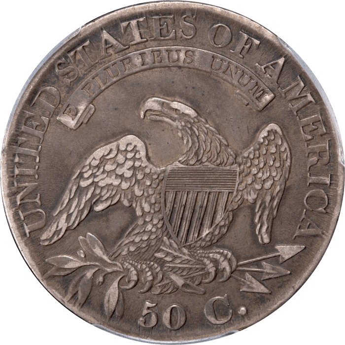 1827 Capped Bust Half Dollar (50c) Square Base 2 O-135 Reverse Image