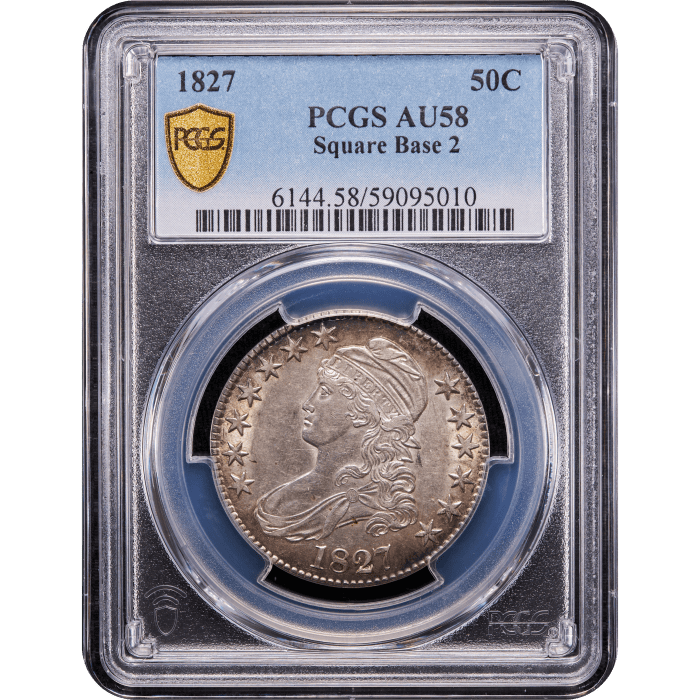 1827 Capped Bust Half Dollar (50c) Square Base 2 Obverse Slab Image