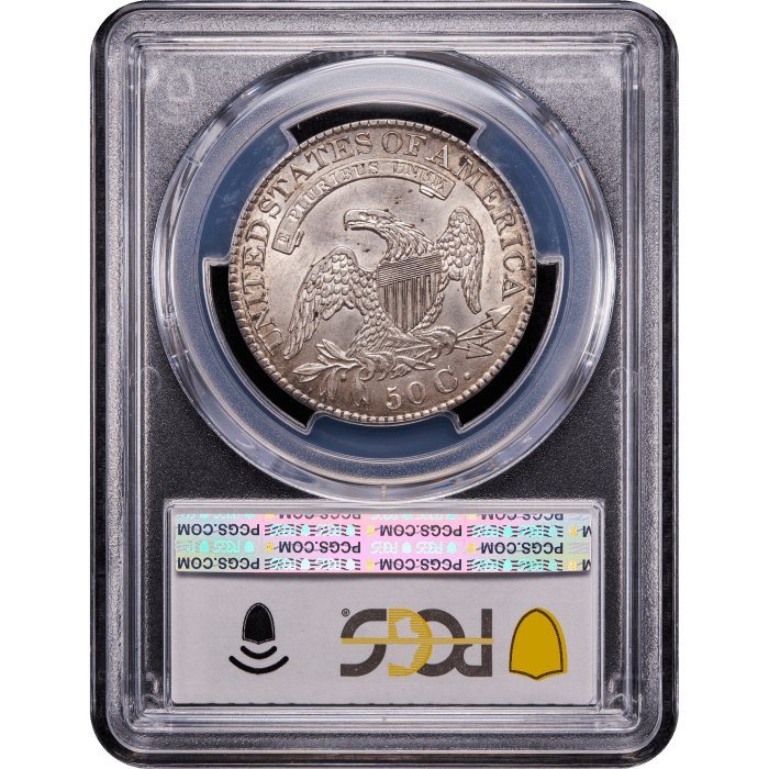 1827 Capped Bust Half Dollar (50c) Square Base 2 Reverse Slab Image
