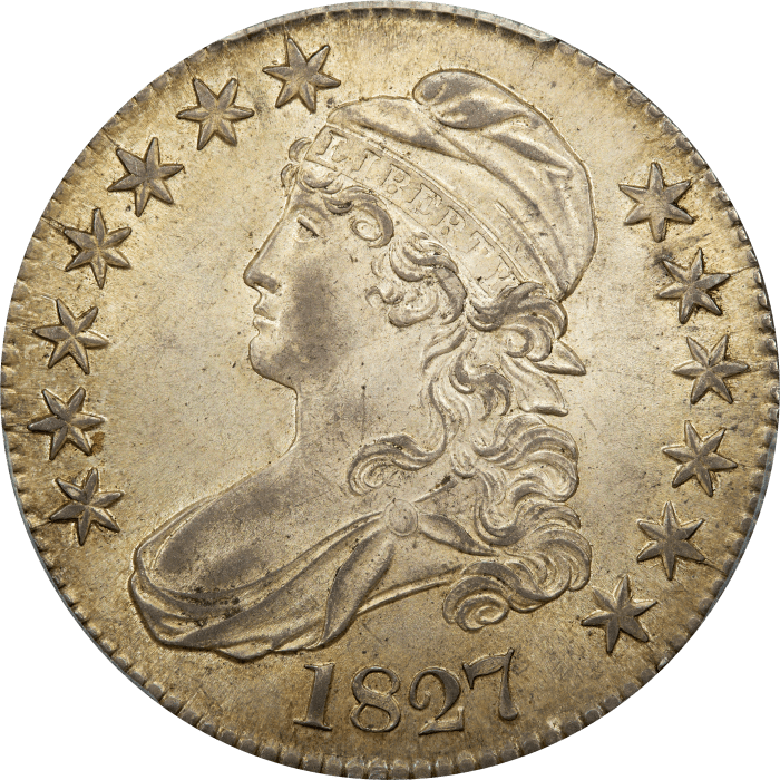 1827 Capped Bust Half Dollar (50c) Square Base 2  Obverse Image