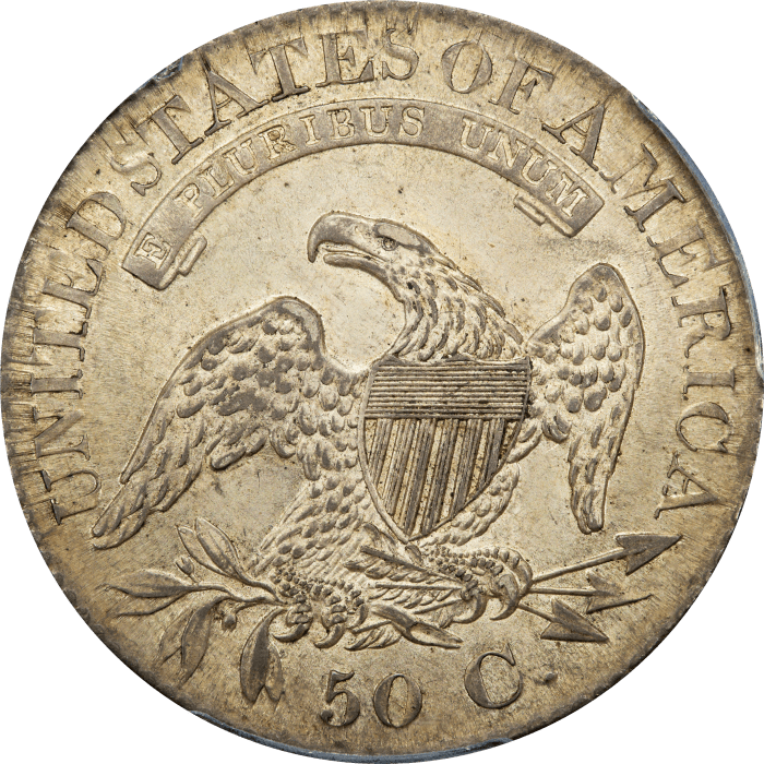 1827 Capped Bust Half Dollar (50c) Square Base 2  Reverse Image