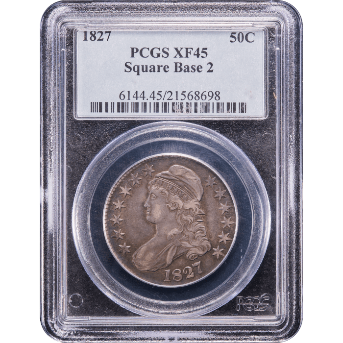 1827 Capped Bust Half Dollar (50c) Square Base 2 Obverse Slab Image