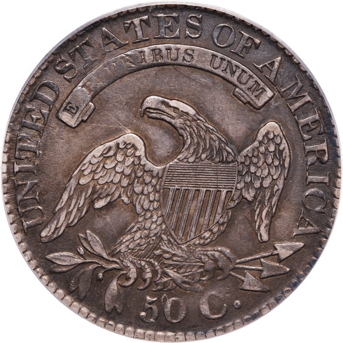 1827 Capped Bust Half Dollar (50c) Square Base 2 REVERSE Image