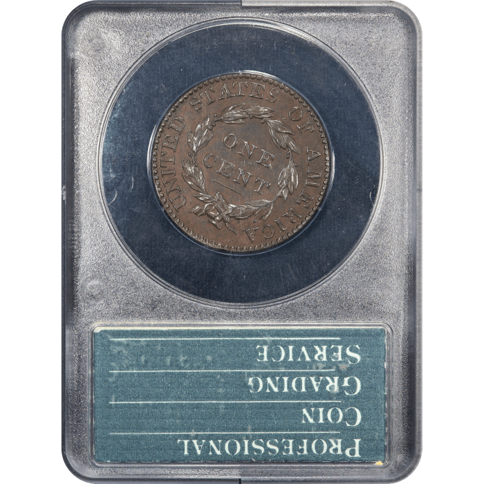 1827 Coronet Large Cent (1c) Rattler Reverse Slab Image