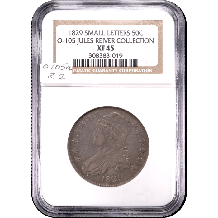 1829 Capped Bust Half Dollar (50c) O-105 Small Letters Obverse Slab Image