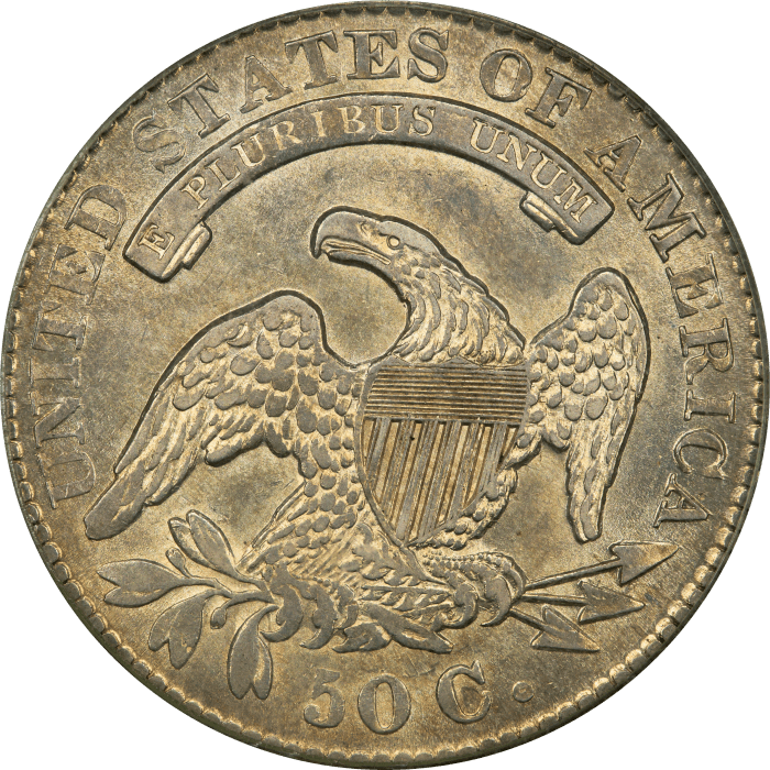 1830 Capped Bust Half Dollar (50c)  Large 0 OGH REVERSE Image