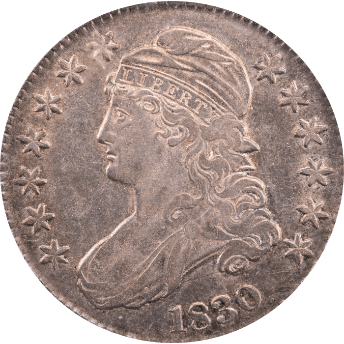 1830 Capped Bust Half Dollar (50c) Small 0 OGH Obverse Image