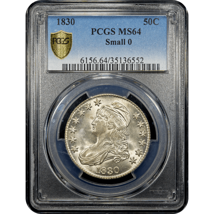 1830 Capped Bust Half Dollar (50c) Small 0 Obverse Slab Image