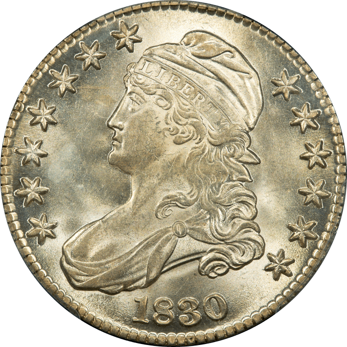 1830 Capped Bust Half Dollar (50c) Small 0 Obverse Image