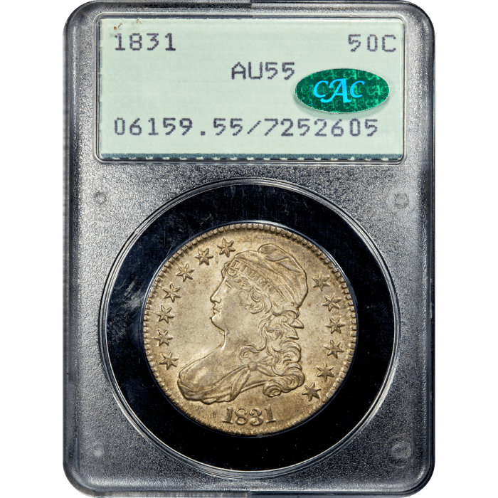 1831 Capped Bust Half (50c) Rattler SLAB Image