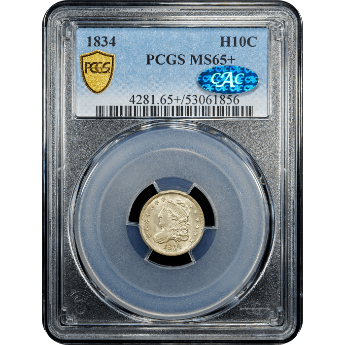 1834 Capped Bust Half Dime (H10C) Obverse Slab Image