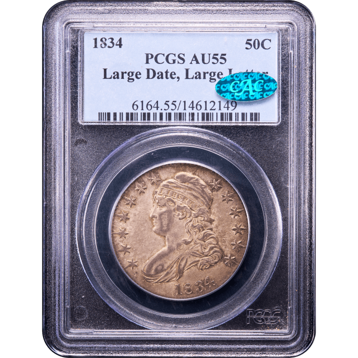 1834 Capped Bust Half Dollar (50c) Large Date Large Letters Obverse Slab Image