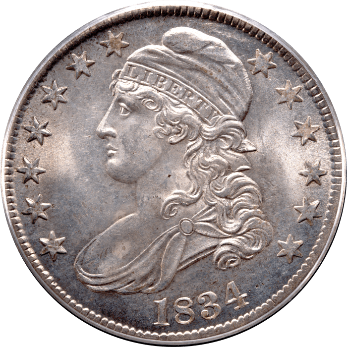 1834 Capped Bust Half Dollar (50c) Large Date Small Letters Obverse Image
