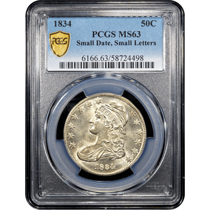 1834 Capped Bust Half Dollar (50c) Small Date Small Letters Obverse Slab Image