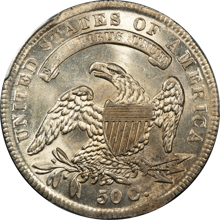 1834 Capped Bust Half Dollar (50c) Small Date Small Letters REVERSE Image