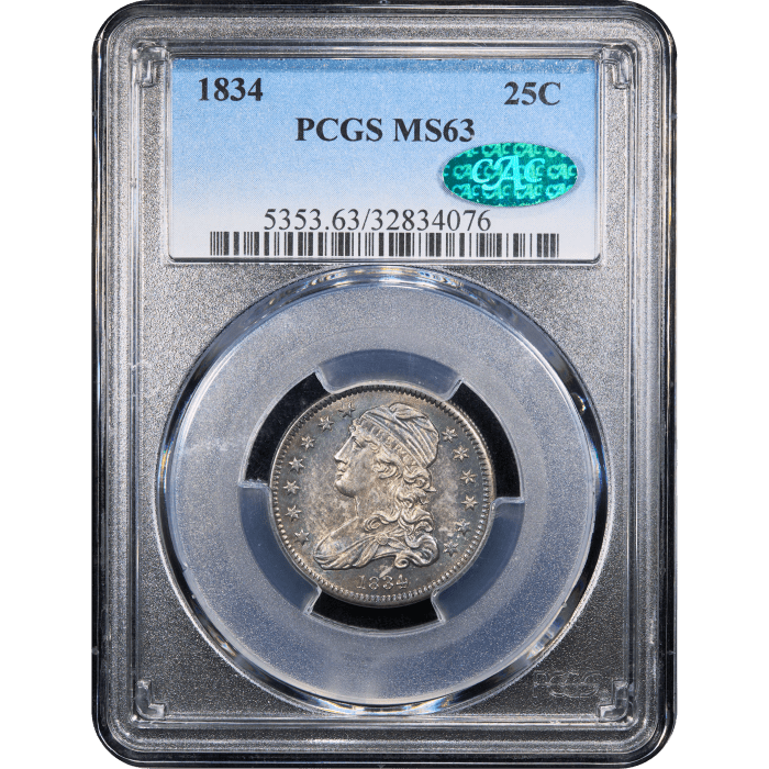 1834 Capped Bust Quarter (25c) Obverse Slab Image